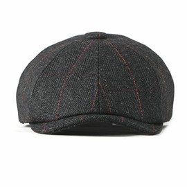 Aiweijia Men's Vintage Beret Newsboy Octagonal Flat hat Classic Adjustable Cabbie Driving Hat Black