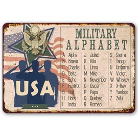 Metal Sign - USA Military Phonetic Alphabet - Durable Metal Sign - Use Indoor/Outdoor - Perfect Gift and Decor for Military, Veterans and Patriots Under $20 (8" x 12")