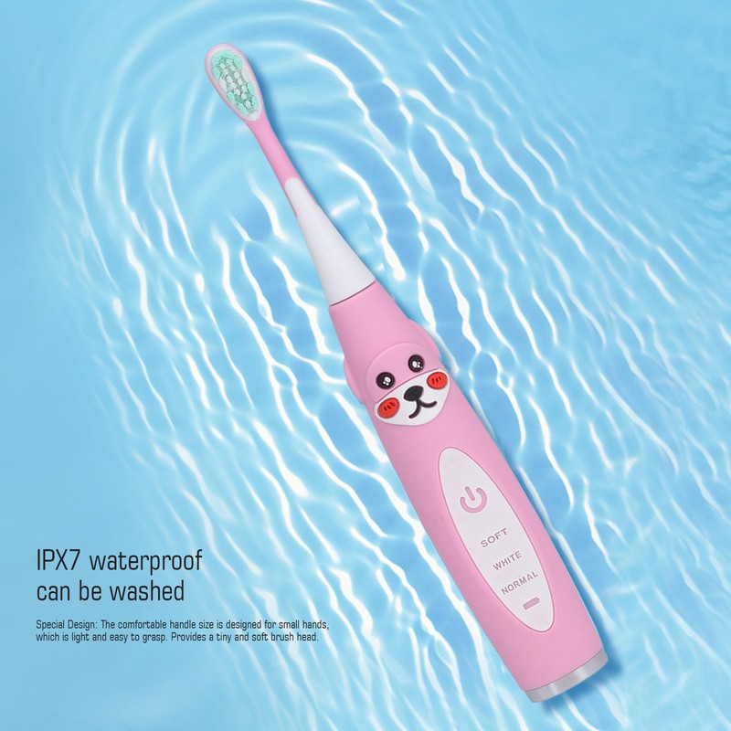 Kids Electric Toothbrush Sonic Smart Timer Cartoon Shape Soft IPX7