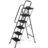 SEGAWE Steel 5 Step Folding Step Ladder Non-Slip Pedal with
