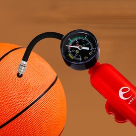 Ball Pump with Pressure Gauge, Dual Action Sports Ball Pump with Needle, Hand Pump Air Inflation for Basketball, Soccer Ball, Football, Volleyball, Rugby and Others