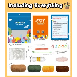 Ktmeor Crochet Kit for Beginners,Sunflower Crochet Kit Beginner for Complete Beginners Adults and Kids with Step-by-Step Video Tutorials,Crochet Starter Kit with 40% Extra Practice Yarn