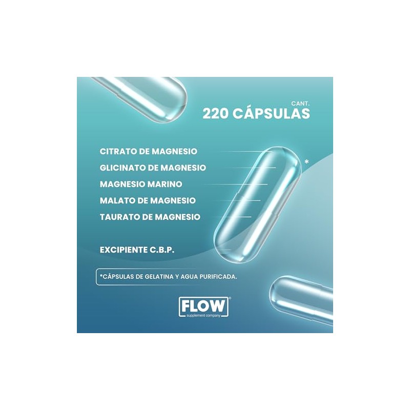 Flow Supplement | 5 MULTI MAGNESIO | 220 Cápsulas de