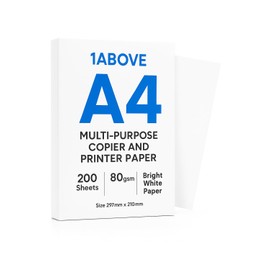 1ABOVE A4 Multi-Purpose Copier and Printer Paper - 200 Sheets, 80gsm Bright White Paper - Size 297mm x 210mm (1)