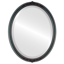 OVALCREST Oval Beveled Wall Mirror for Home Decor - Contessa Style - Hunter Green - 26" x 20"
