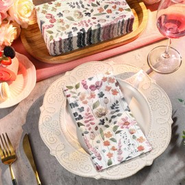 Seajan 200 Pcs Floral Paper Guest Napkins Disposable Hand Towels for Bathroom Paper Disposable Guest Towels Napkins for Spring and Summer Wedding Bathroom Birthday Dinner Party