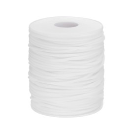 HARFINGTON Hollow Pipe Rubber Cords 54.6 Yards Length 2mm Hollow Tube Silicone Tubing with 1mm Hole for DIY Jewelry Making Necklaces Bracelet, White