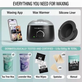 TRES 브라질 왁스용 트레스 웰니스 왁싱 키트 사용 민감한 용 검은색 디스플레이 [08 Element Blue Water] Brazil Wax Tres Wellness Waxing Kit for Sensitive Areas Black Display [08 Element Blue Water]