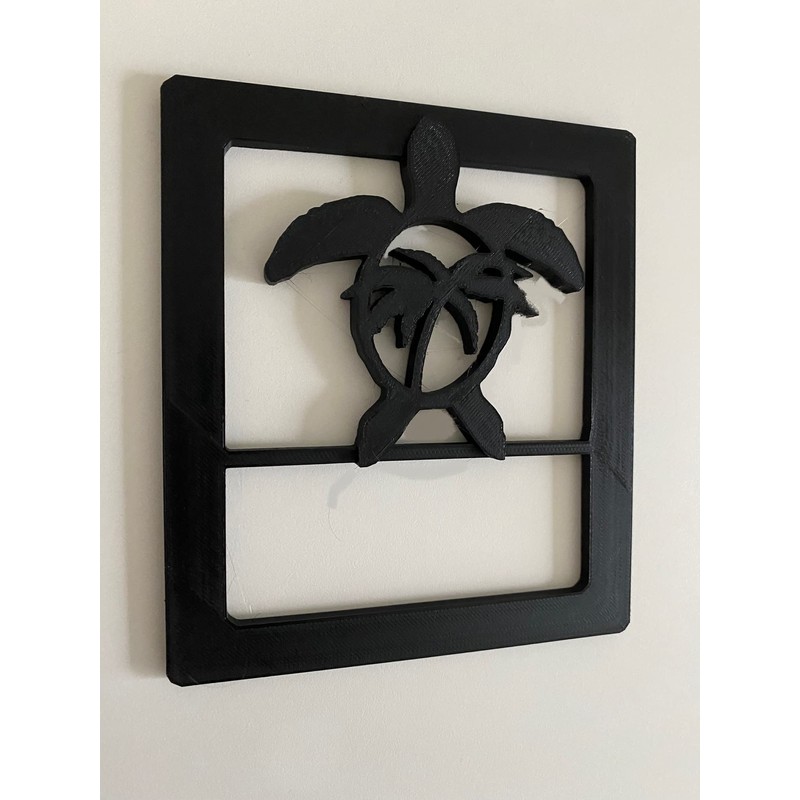 Honu Turtle w Palm Tree 3D - Black for Jeep