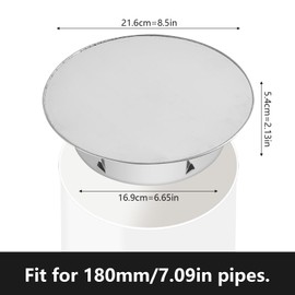 Chimney Hole Cover, Chimney Cover, Pipe Cover Cap, 180 mm Stainless Steel Chimney Pipe Cover, Chimney Cover, Stove Pipe Capsule, Wall Lining Cover, Stove Hole Lid