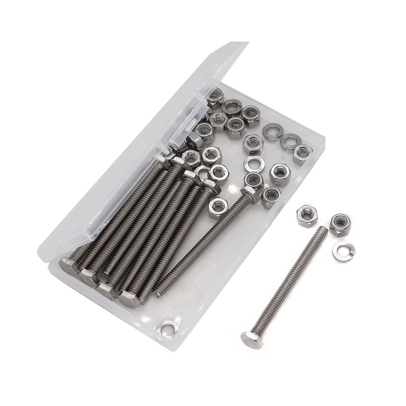 binifiMux 50pcs 1/4-20 x 2 Hex Bolts Spring Flat Washers