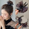 Women's Simple Mesh Ribbon Shark Hair Clip Fail 10ea