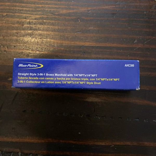 Blue-Point Straight Style 3 In 1 Brass Manifold 1/4” NPT