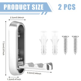 2pcs Folding Wall Hooks, Zinc Alloy Heavy Duty Foldable Wall Mounted Coat Hooks for Hanging Coat Bathrobes Towels Clothes Hat Bags Keys(Silver)
