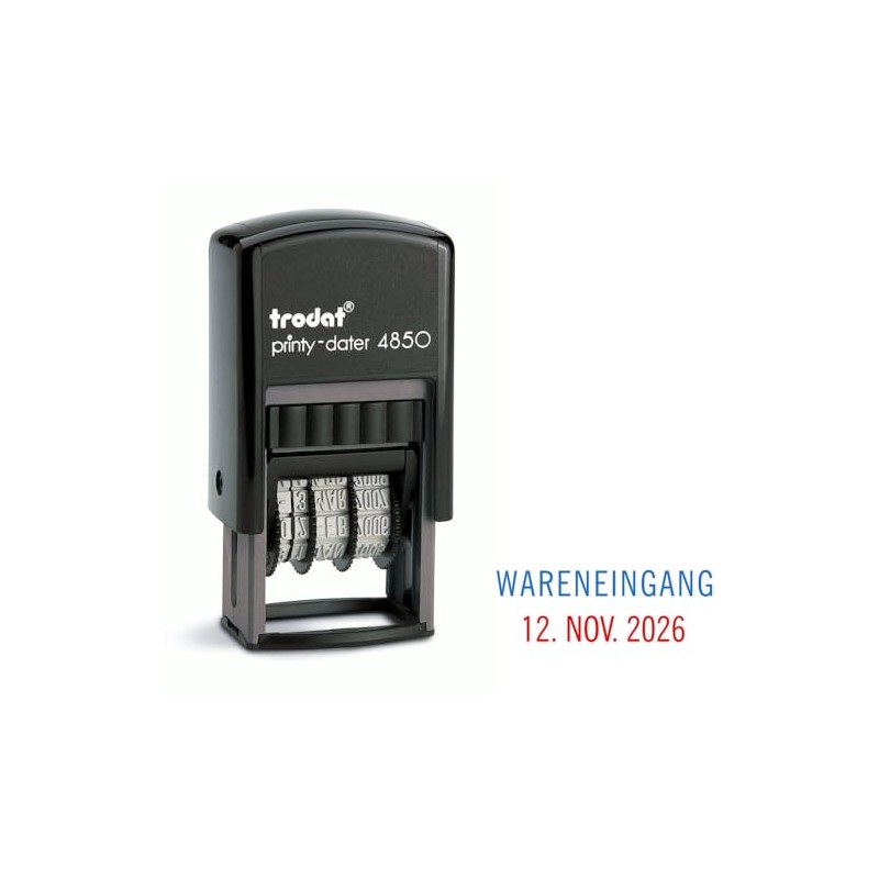 Trodat 4850 Professional Date Stamp with 2-Colour Ink Pad Blue/Red