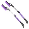 HEEYA 2 Pack Ice Scraper and Brush for Car, Extendable Snow Brush and Ice Scraper for Car Windshield Window, Car Snow Scraper and Brush with Foam Grip for SUV Truck Automobile Vehicle - Purple