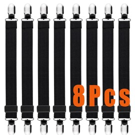 Duvet Clips Anti Slip Clips Bed Sheet Clips Set of 8 Adjustable 12-50 Inches Corner Fasteners Duvet Shifting Clips Black