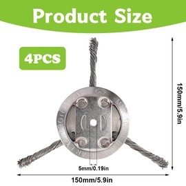Editbar 4 Stück Unkrautbürste für Freischneider – 3Kopf Stahlbürstenkopf, Wildkrautbürste 5mm Bohrung, Drahtbürste mit Kegelform ideal für Pflasterfugen & Steinspalten, Entfernt Mühelos Unkraut & Moos