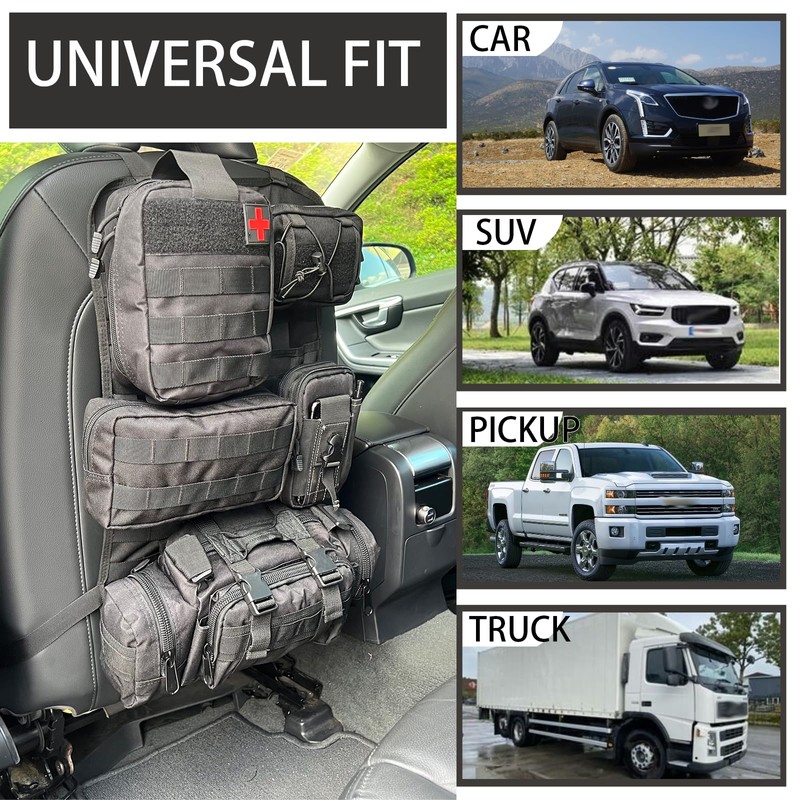 MEAUTELE 6 Pack Tactical Molle Automotive Seat Back Organizer Tactical