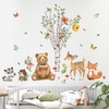 decalmile Woodland Animals Birch Tree Wall Decals Bear Fox Deer