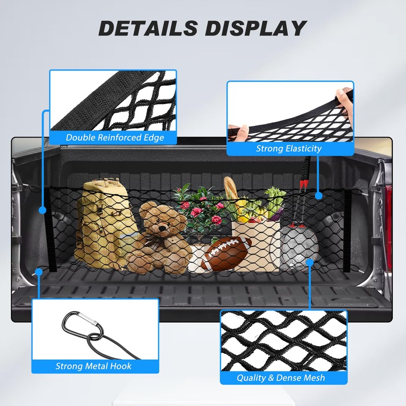Karltys Truck Bed Cargo Net for Dodge Ram 1500 2019-2024