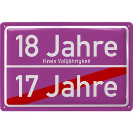 LANOLU Retro Blechschild Ortschschild 18. Geburtstag Mädchen - Alternative zur Geburtstagskarte 18 Jahre - Geschenke zum 18 Geburtstag und Geburtstagsdeko, 20x30cm