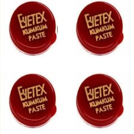 Eyetex Kumkum Paste Waterproof Long lasting, Smudge Proof | Pure and Natural Deep Colour, Long lasting | Enriched with Natural and Organic Ingredients (Pack of 4 Jars) (Red)