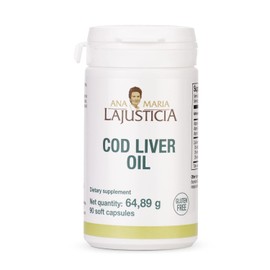 Ana Maria Lajusticia- Aceite de Hígado de Bacalao - Rico en Omega-3 + Vitaminas A, D y E. Pack de Tratamiento de 30 Días. Salud Cardiovascular. Sin Gluten.