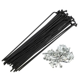 QUARKZMAN 40pcs 14G J Curve 138mm Spokes with Nipples for Bicycle Black