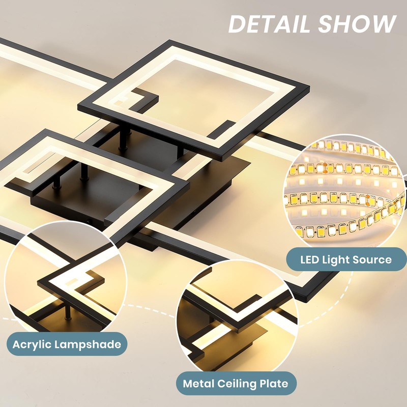 EIDISUNY Modern LED Ceiling Light, Square LED Flush Mount Ceiling