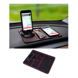 Non-Slip Phone Pad for 4-in-1 Car, 2023 New Cool Glow in The Dark Car Dashboard Phone Mat with Temporary Car Parking Card Number Plate and Aromatherapy, Anti-Shake Pad Universal Phone Holder (Red)