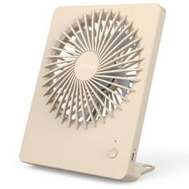 Zuvas Desk Fan Battery Operated Fan Rechargeable 180°Tilt Folding Personal Fan Ultra Quiet Small Portable 3 Speed Adjustable Strong Wind Fan For Office Bedroom Home Desktop Camping (Beige)