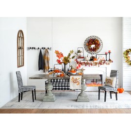 Vivastate Set of 12, 8" Fall Leaves Wreath, Rustic Botanicals Decor for Harvest Festival & Thanksgiving Table Decoration, Orange Multi