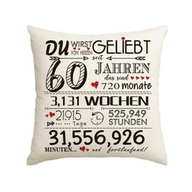 Artoid Mode Gift for 60 Years Boy for 60 Years Girl Cushion Cover 45 x 45 cm Birthday Gifts Decorative Cushion Cover 9-70 Happy Birthday