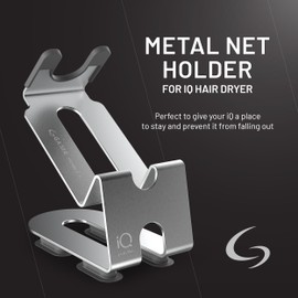 GA.MA iQ Net Hair Dryer Holder, Stainless Steel, Suction Cup Mount, Secure & Durable Salon Organization Accessory, Silver