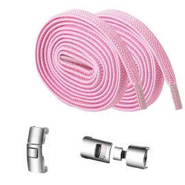 Ferris No Tie Shoelaces Elastic Shoe Laces Tieless Laces with Mechanical Lock for Adults Kids Seniors, Athletes, Triathletes (Pink)