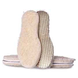 SULPO 2 Pairs of Children's Insoles, Soft, Warm Pads with Sheep's Wool Top, PU Foam, Aluminium Insulation, Thermal Insoles for Cold Weather