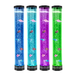 VEVOR Sensory Bubble Tube Lamp, 2.67 ft Bubble Fish Tube, Sensory Aquarium Lamp with 6 Floating Fish & 16 Color Effects, Remote Control, Stress Relief Calming Light for Bedroom Living Room Home Decor