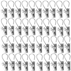 UPEYXDQR Silver Hanging Clip Curtain Clips，Camper Hook with Clip Light Hanger Hooks Party Decor Supplies for Camp Tent Awning Light Photo Display Indoor Outdoor Decoration 40 Pcs