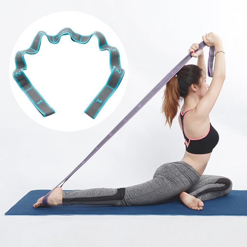 BEALIFE Blue 9 Loops Yoga Pull Strap Fitness Stretching Band
