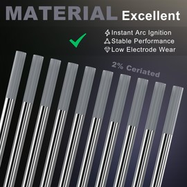 WelderElite TIG Welding Tungsten Electrode 10 Pack 3/32" × 7" (Gray - 2% Ceriated, WC20/EWCe-2) for AC/DC TIG Welding
