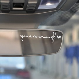 3PCS You are Enough Car Mirror Decal Decor,Rearview Mirror Sticker for Women,Car Mirror Vinyl Stickers,Water Bottle Stickers,Self Love Sticker,Rearview Mirror Accessories (White*3, You are Enough)
