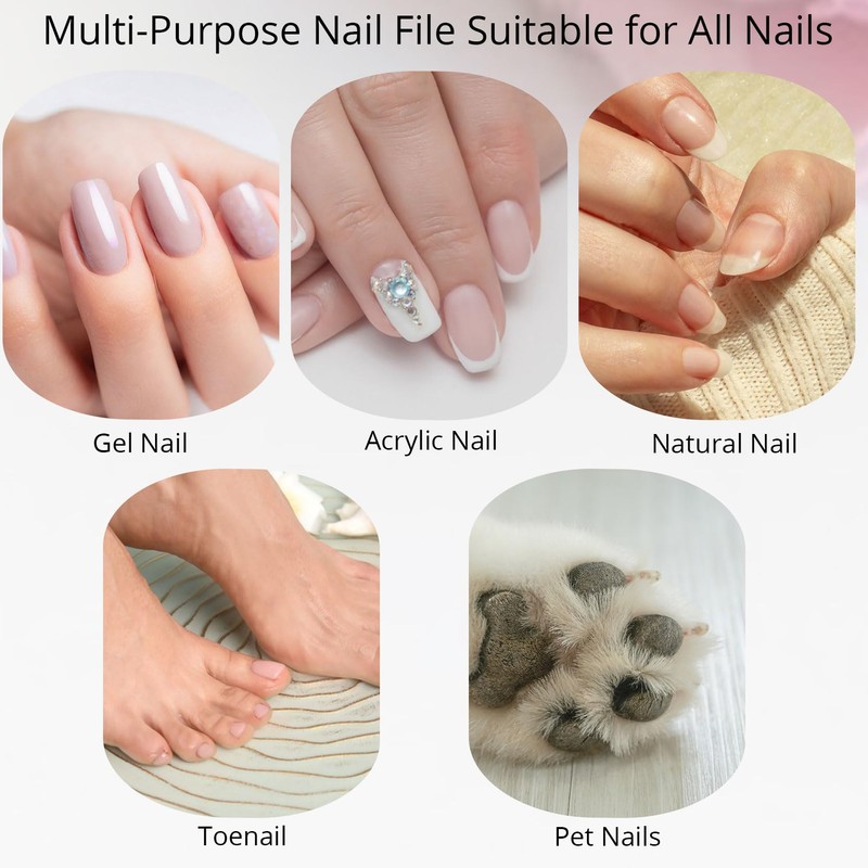 Nail Files, 100 to 3000 Grit Professional Nail Files 4Pcs