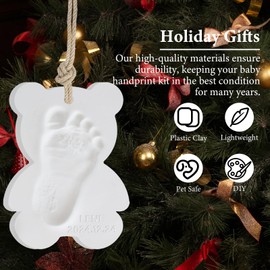 Baby Ornament Keepsake Hand and Footprint Kit Casting for Newborn Boys Girls, Dogs Paw Clay Handprint, New Mom Gifts DIY Baby Hand & Footprint Kit