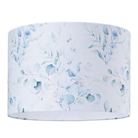 Contemporary and Elegant Floral Watercolour Lampshade with Teal, Blue and Green Soft Pastel Tones| 60w Maximum | Inner White Cotton Fabric by Happy Homewares
