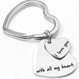Stainless Steel Couple Key Chain Appreciatione Present Gift for Mens and Womens Valentine's Day Gift