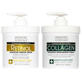 ADVANCED CLINICALS 2 PACK SET - CREMA CORPORAL RETINOL REAFIRMANTE CON VITAMINA E, TE VERDE Y ALOE VERA + CREMA CORPORAL COLAGENO RESCATE DE LA PIEL C