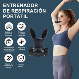 Ejercitador Pulmonar, Sepat Respirador de Apnea, Viene con Cordón, Bolsa de EVA y Cepillro de Limpieza, Entrenador de Ejercicios de Respiración Mejora la Capacidad Pulmonar (Negro)