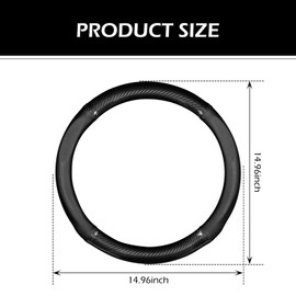 Dogary Car Carbon Fiber Steering Wheel Cover, Round Anti-slip Breathable Steering Wheel Protector, Four-season Interior Accessory, Universal for Most Cars (Black #Round)