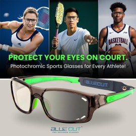 BLUE CUT Sports Protection Goggles, Photochromic Lenses Safety Glasses for Basketball, Pickleball Indoor Outdoor Sports